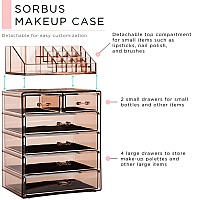 Sorbus Clear Cosmetic Makeup Organizer - Makeup & Jewelry Storage Case Display for Dresser, Bathroom, Vanity (4 Large, 2 Small Drawers, Bronze Glow)