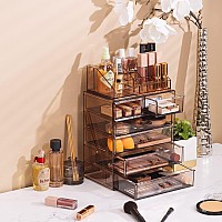 Sorbus Clear Cosmetic Makeup Organizer - Makeup & Jewelry Storage Case Display for Dresser, Bathroom, Vanity (4 Large, 2 Small Drawers, Bronze Glow)