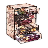 Sorbus Acrylic Clear Makeup Organizer Big Spacious Cosmetic Display Case Stylish Designed Jewelry Make Up Organizers And