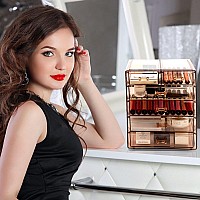 Sorbus Acrylic Clear Makeup Organizer Big Spacious Cosmetic Display Case Stylish Designed Jewelry Make Up Organizers And