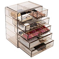 Sorbus Acrylic Clear Makeup Organizer Big Spacious Cosmetic Display Case Stylish Designed Jewelry Make Up Organizers And