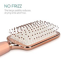 Navaris Paddle Brush Large Detangling Styling Hairbrush for All Hair Types with Conforming Comfort Gel Handle Metallic Rose Gold