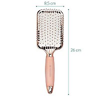 Navaris Paddle Brush Large Detangling Styling Hairbrush for All Hair Types with Conforming Comfort Gel Handle Metallic Rose Gold