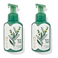 Bath and Body Works Gentle Foaming Hand Soap, White Tea and Sage 8.75 Ounce (2-Pack) with Ginseng Extracts