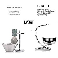 GRUTTI Shaving Brush Razor Stand with Soap Bowl, Safety Mens Razor Holder with Non Slip Base Shaving Kit for Men Boyfriend Husband Dad Birthday Fathers Day Gift