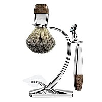 GRUTTI Shaving Brush Razor Stand with Soap Bowl, Safety Mens Razor Holder with Non Slip Base Shaving Kit for Men Boyfriend Husband Dad Birthday Fathers Day Gift