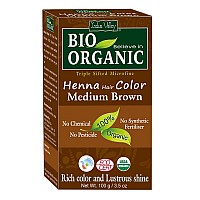 Indus Valley Bio Organic Natural Henna Hair Color For Gray Hair Coverage And Hair Dye Medium Brown 100Gm