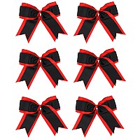 8 Inch 2 Colors 2 Layers 6 Pcs Jumbo Cheerleader Bows Ponytail Holder Cheerleading Bows Hair Elastic Hair Tie For High School Co