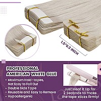 Laavoo Human Hair Tape In Extensions Invisible Tape In Hair Extensions Human Hair 40 Pieces 20 Inch Solid Color 60 Platinum Blo