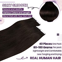 Laavoo Tape In Hair Extensions Human Hair 80G Tape In Extensions Human Hair 40Pcs Tape In Hair Extensions Human Hair Darkest Bro