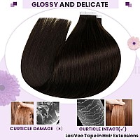 Laavoo Tape In Hair Extensions Human Hair 80G Tape In Extensions Human Hair 40Pcs Tape In Hair Extensions Human Hair Darkest Bro