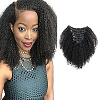 Sassina Double Wefts Afro Curly Clip In Human Hair Extensionsinvisable Seamless Remi Clip Hair 3C 4A For African Americans Blac