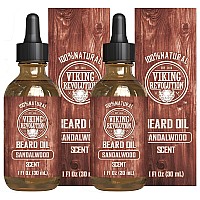 Viking Revolution Sandalwood Beard Oil For Men Natural Mens Beard Oil With Argan Oil And Jojoba Oil Beard Softener Strength