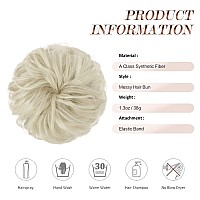 Feshfen Messy Bun Hair Piece Hair Bun Scrunchies Synthetic Ash Platinum Blonde Wavy Curly Chignon Ponytail Hair Extensions Thick