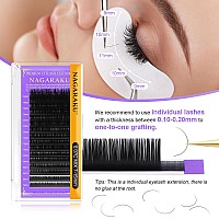 Nagaraku Eyelash Extensions 010 Mm C Curl 15Mm Premium Individual Classic Lashes Soft Natural Matte Black 16 Rows Professional