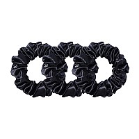 Slip Silk Large Scrunchies in Black - 100% Pure 22 Momme Mulberry Silk Scrunchies for Women - Hair-Friendly + Luxurious Elastic Scrunchies Set (3 Scrunchies)