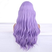 Beron 26 Inches Purple Wig Long Curly Wig With Bangs Synthetic Wig Women Girls Lavender Wigs With Wig Cap