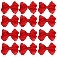 4 Inch Boutique Girls Hair Bows Hair Clips For Baby Girls Toddlers 12 Pcs Solid Colorred