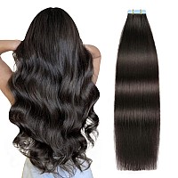 Suyya Tape In Hair Extensions Remy Human Hair 18 Inches 50Gpack 20Pcs Straight Seamless Skin Weft Tape Hair Extensions Natural