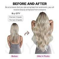 Suyya Tape In Hair Extensions Remy Human Hair 18 Inches 50Gpack 20Pcs Straight Seamless Skin Weft Tape Hair Extensions Natural