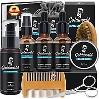 Beard Kit,Beard Grooming Kit w/Beard Wash/Shampoo,2 Packs Beard Oil,Beard Balm,Beard Wash,Brush,Comb,Scissor,Storage Bag,E-Book,Beard Care & Trimming Kit Gifts for Men Him