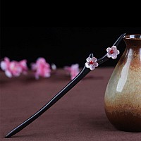 Wooden Hair Stick For Women Girl 708 Black Ebony Carved Hair Pins For Long Hair Handmand Hair Accessories For Buns Model C