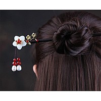 Chinese Classical Hairpin Pearl Shell Flower Headdress Hair Chopsticks For Women Wooden 708 Hair Sticks For Buns With Gift Bo