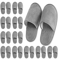 Juvale 12 Pairs Disposable Slippers for guests, Bulk Pack for Hotel, Spa, Shoeless Home, gray (US Men Size 11, Women 12)