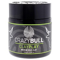 CrazyBull Hair Clay - Medium Hold, Vegan, 3.38 oz, Cran