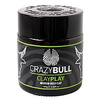 CrazyBull Hair Clay - Medium Hold, Vegan, 3.38 oz, Cran