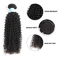 Bly 7A Mongolian Kinky Curly Human Hair Bundles 18 Inch Unprocessed Hair Weave Weft For Black Women Natural Color