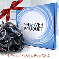 Shower Bouquet Loofahcharcoal Bathspongecolorset Xl75G Extra Large 4 Pack Soft Mesh Black Loufa Puff Exfoliating Body Sc