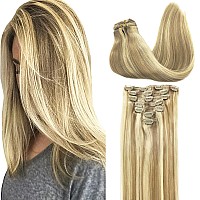 Goo Goo Clip In Hair Extensions Real Human Hair Remy Human Hair Extensions Clip Ins For Women Natural Human Hair 16Inch 120G