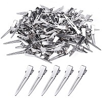 Bronagrand 100Pcs 45Cm Silver Single Prong Curl Clips Silver Section Clips Metal Alligator Hair Pins Clips Clothing For Hair Ex