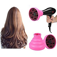 Hair Blower Diffuser Foldable Folding Hairdryer Cover Styling Hairdressing Tool 5Colors By Filfeel (Pink)