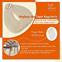 Full Shine Tape In Hair Extensions Human Hair 60 Platinum Blonde Tape Hair Extensions Real Hair 18 Inch Seamless Skin Weft Human