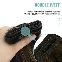 Youngsee Weft Hair Extensions Balayage Human Hair Weft Extensions Dark Brown Mix Medium Brown Highlights Brown Balayage Sew In H