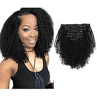 Sassina 4B 4C Afro Coily Clip In Hair Extensions Human Hair For Black Women Double Wefts Remy Afro Kinky Curly Clip Ins Extensio