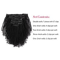 Sassina 4B 4C Afro Coily Clip In Hair Extensions Human Hair For Black Women Double Wefts Remy Afro Kinky Curly Clip Ins Extensio