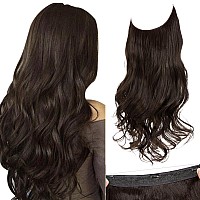 Sarla Invisible Wire Hair Extensions With 3 Clips Long Synthetic Wavy Curly Hairpiece Adjustable Transparent Headband For Women