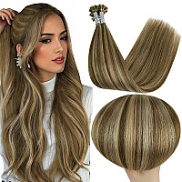 Full Shine 20 Inch U Tip Keratin Hair Extensions Real Human Hair Color 3 Highlight 27 Honey Blonde Nail Tip Remy Hair Extensions