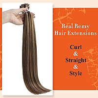 Full Shine 20 Inch U Tip Keratin Hair Extensions Real Human Hair Color 3 Highlight 27 Honey Blonde Nail Tip Remy Hair Extensions