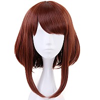 Anogol Hair Capbrown Wigs Short Bob Cosplay Wig Short Wavy Wig For Women Brown Wavy Costume Wig Synthetic Hair For Cosplay Shor