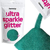 Hemway Premium Ultra Sparkle glitter Multi Purpose Metallic Flake for Arts crafts Nails cosmetics Resin Festival Face Hair - Turquoise Blue - Microfine (1256 0004 01mm) 100g 35oz