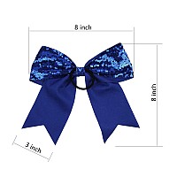 Metallic Sequin And Holographic 8 Inch Cheer Bow Cheerleader Cheerleading Jumbo Cheer Bow Hair Tieblue Sequin