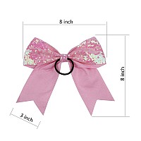 Metallic Sequin And Holographic 8 Inch Cheer Bow Cheerleader Cheerleading Jumbo Cheer Bow Hair Tiepink Sequin