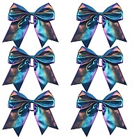 Metallic Sequin And Holographic 8 Inch Cheer Bow Cheerleader Cheerleading Jumbo Cheer Bow Hair Tieblue Holographic