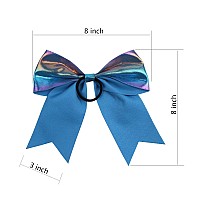 Metallic Sequin And Holographic 8 Inch Cheer Bow Cheerleader Cheerleading Jumbo Cheer Bow Hair Tieblue Holographic