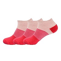 Bamboomn Womens Xlarge Fuzzy Soft Aloe Infused Nylon Spa Socks Strawberry 3 Pairs