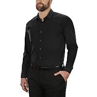 Kenneth cole Unlisted Mens Dress Shirt Big and Tall Solid , Black, 17 Neck 35-36 Sleeve